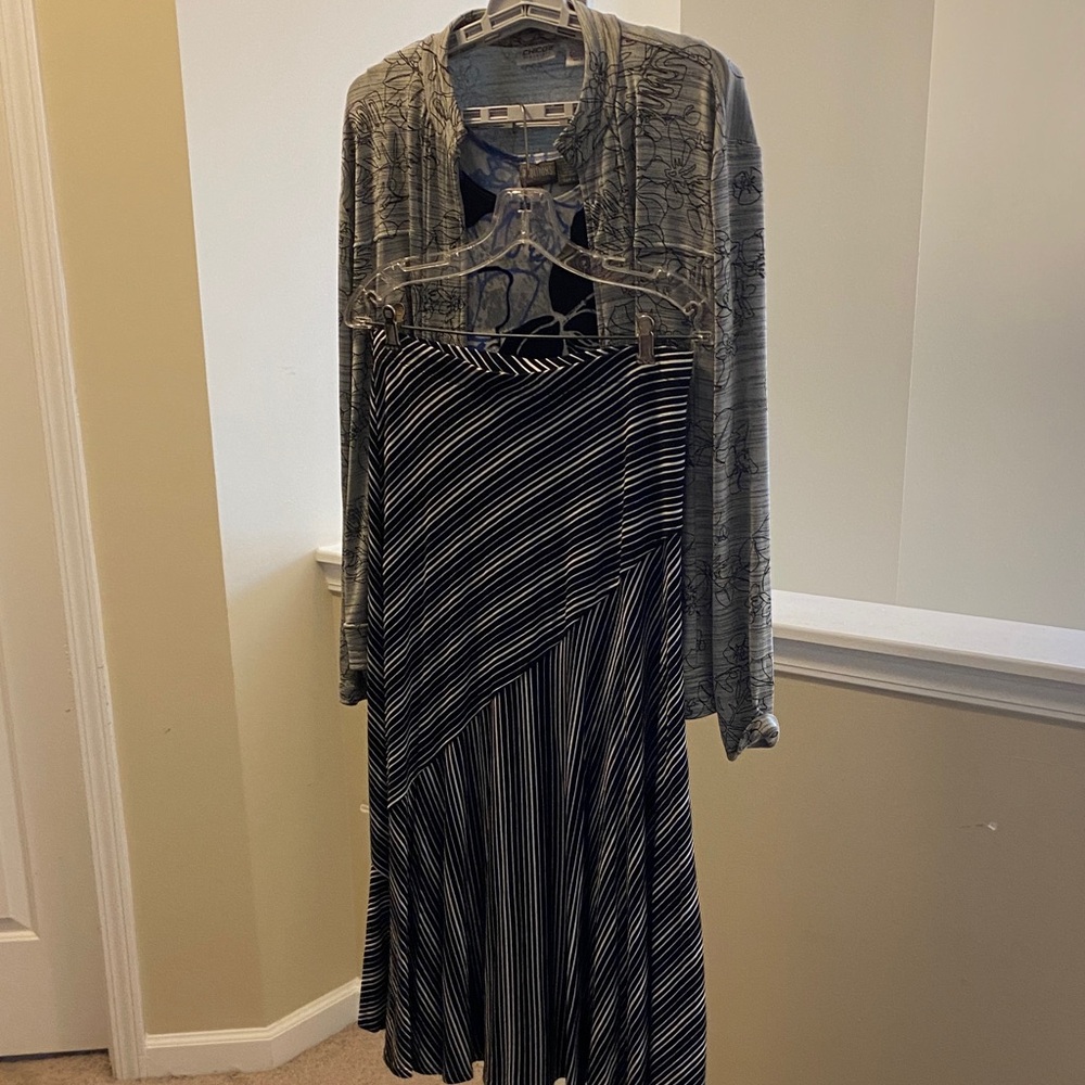 Chico’s 3 pc mix and match. Maxi skirt, tank, jacket.